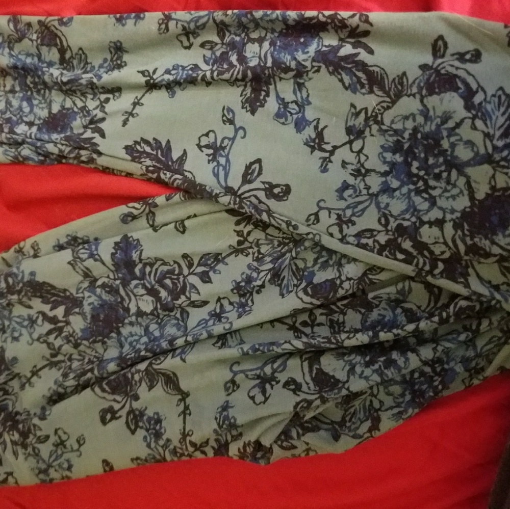 LULAROE Blue Floral TC Leggings